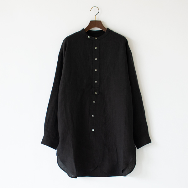 リネン チュニックシャツ(BLACK)