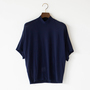 綿強撚天竺 5分袖変形ハイネックプルオーバー