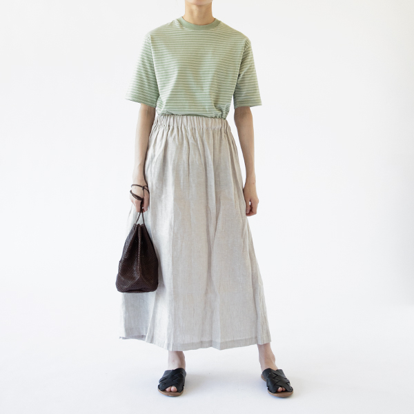 クラシックボーダークルーネックTシャツ　GRN NAT