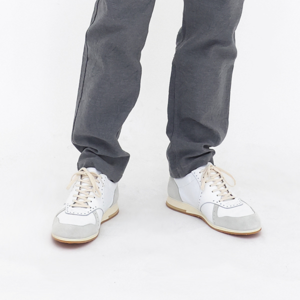 MUKAVA メンズ レザースニーカー WHITE