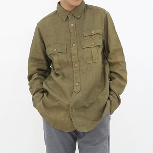 ナイジェルケーボン　リネンシャツ　サイズ52 大人のためのシャツ 》OPEN COLLAR SHIRT - LINEN FLEECE