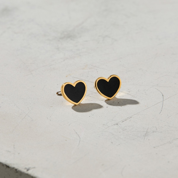 キャッチレスピアス AMITY(NOIR HEART/GOLD)