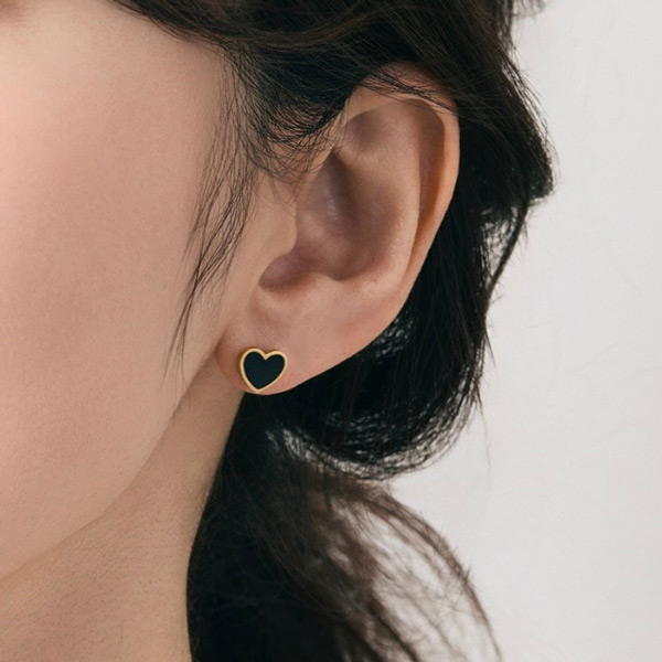 キャッチレスピアス AMITY(NOIR HEART/GOLD)
