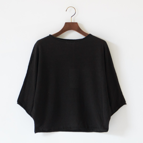 ベルギーリネン ワイドニット(ブラック)