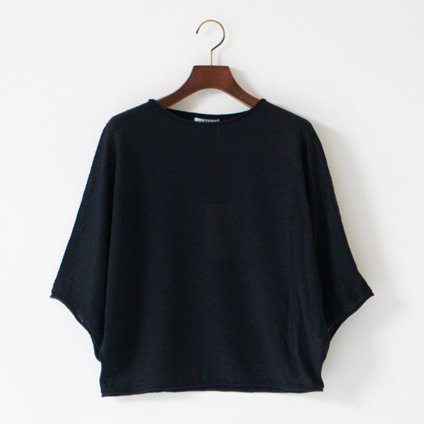 ベルギーリネン ワイドニット(ネイビー)