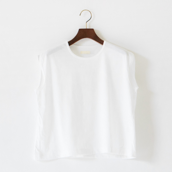ハイゲージ天竺 スリーブレストップ(White) ハイゲージ天竺 スリーブレストップ(White)