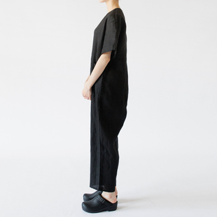 fog linen work ルミ　ジャンプスーツ　黒　麻　サロペット リネンジャンプスーツ Lumi／fog linen work（フォグリネンワーク