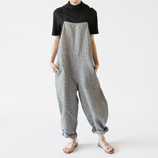 fog linen work◇リネンサロペット オーバーオール　ペールグレージュ fog linen work◇リネンサロペット オーバーオール ペール