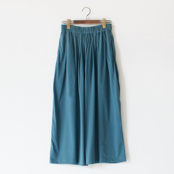 オーガニックコットン微強撚天竺 ワイドキュロットパンツ(SMOKE BLUE)