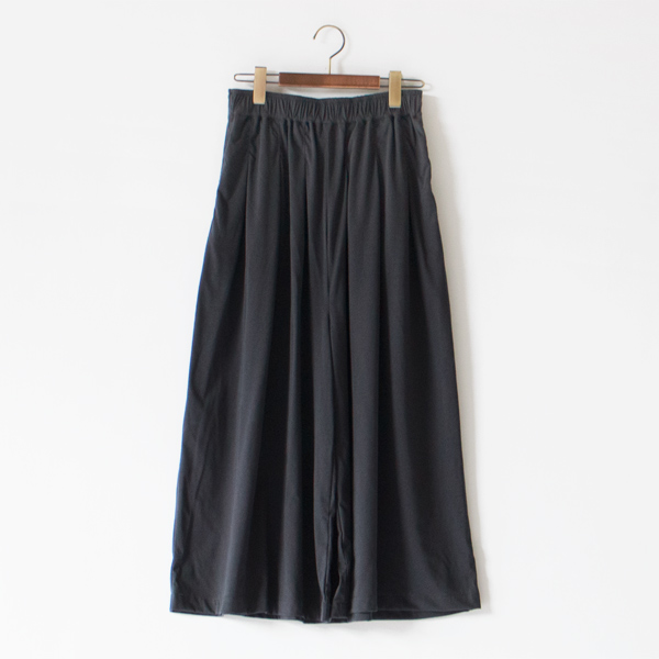 オーガニックコットン微強撚天竺 ワイドキュロットパンツ(NAVY)