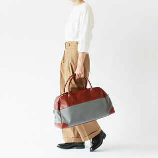 LEON FLAM SAC48H コットン×レザー ボストンバッグ SAC 48H Grey／LEON FLAM（レオンフラム）｜愛着を持ってずっと使い