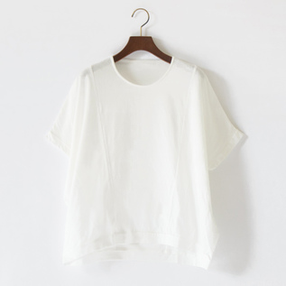 ガス強撚コットンSZ天竺 切替オーバーT(WHITE) ガス強撚コットンSZ天竺 切替オーバーT(WHITE)
