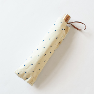 【別注】晴雨兼用折りたたみ傘 フリンジドットシェード ラタンハンドル(IVORY) 【別注】晴雨兼用折りたたみ傘 フリンジドットシェード ラタンハンドル(IVORY)