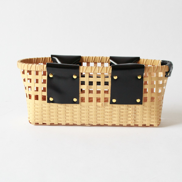 WHITE BAMBOO FOUR-MESH LEATHER BASKET／ZUTTO's Japanese bamboo