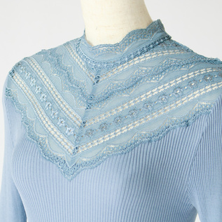 シルクレース ハイネックロングスリーブ／ROSEMUNDE（ロサムンド