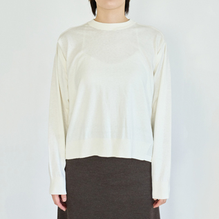 【オシャレ✩人気✩plage】ホワイト　大きめニット　コットンカットソー plage（プラージュ）の「COTTON TAPE YARN プルオーバー（ニット