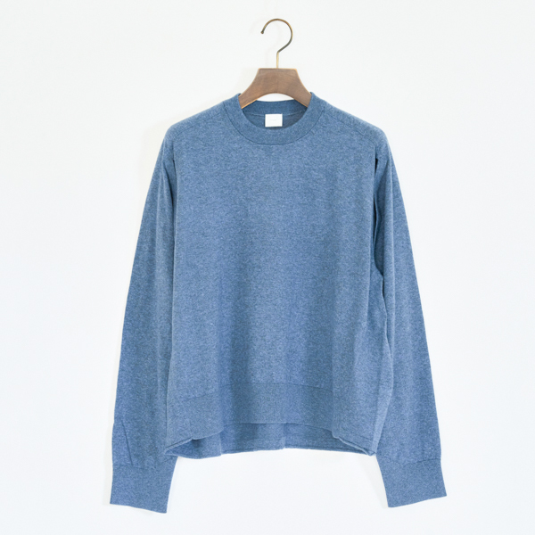 2WAY コットンカシミヤ クルーネックニットプルオーバー(INDIGO BLUE)