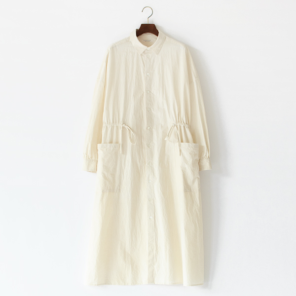 綿近江晒 ロングシャツワンピース(ベージュ)