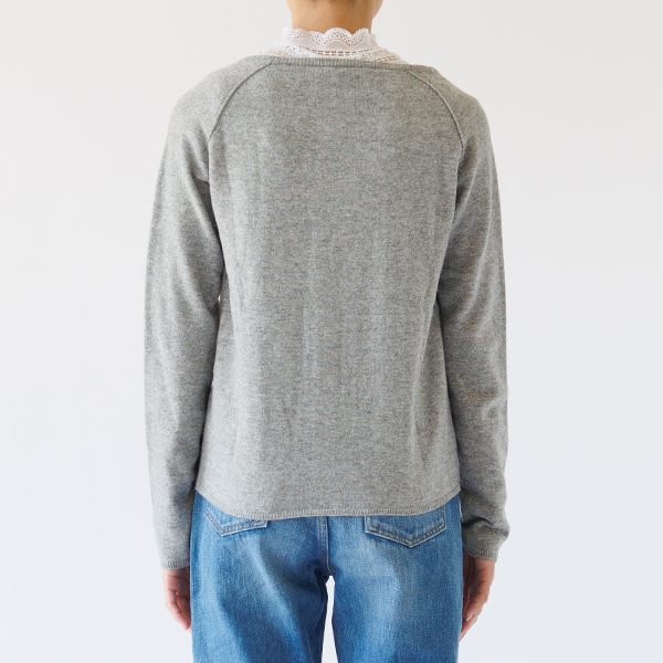 ウールカシミヤカーディガン	LIGHT GREY MELANGE（身長162cm）