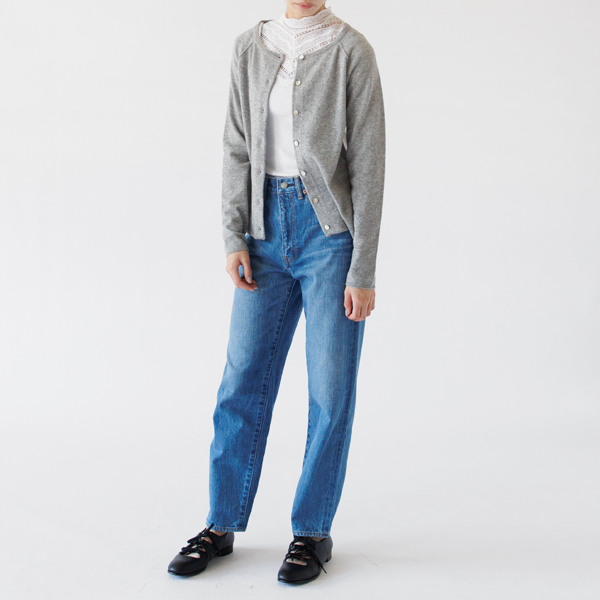 ウールカシミヤカーディガン	LIGHT GREY MELANGE（身長162cm）
