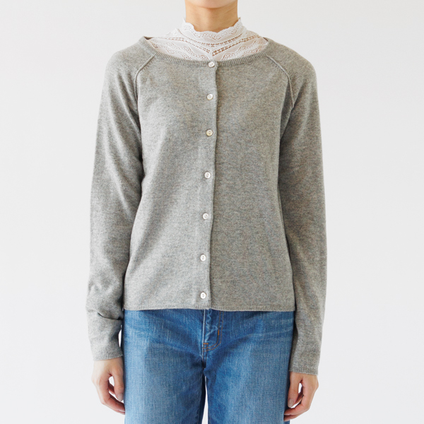 ウールカシミヤカーディガン	LIGHT GREY MELANGE（身長162cm）
