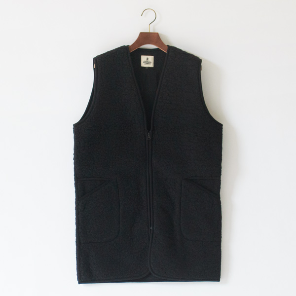 DEEP BLACKボアジップロングベスト