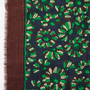グリーン×ネイビーの小花柄とブラウンの枠(OXFORD GREEN)