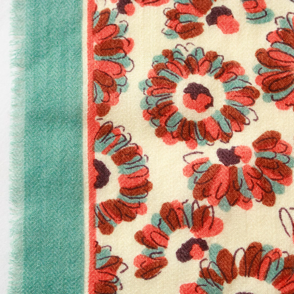 クリーム色×オレンジの小花柄に、ミントブルーのフレーム(LONDON BLUE) クリーム色×オレンジの小花柄に、ミントブルーのフレーム(LONDON BLUE)