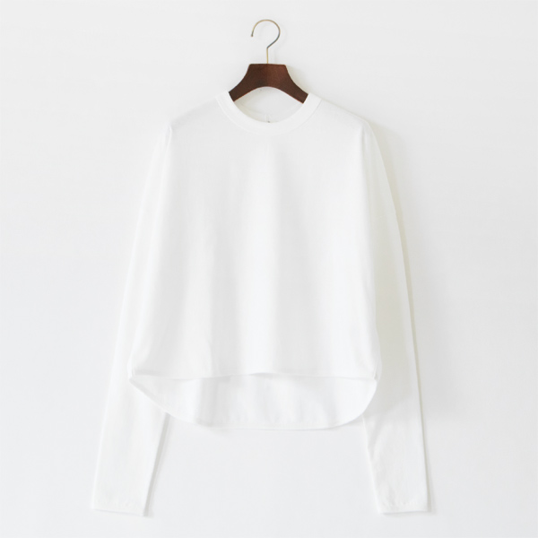 丸襟長袖Tシャツ(White)