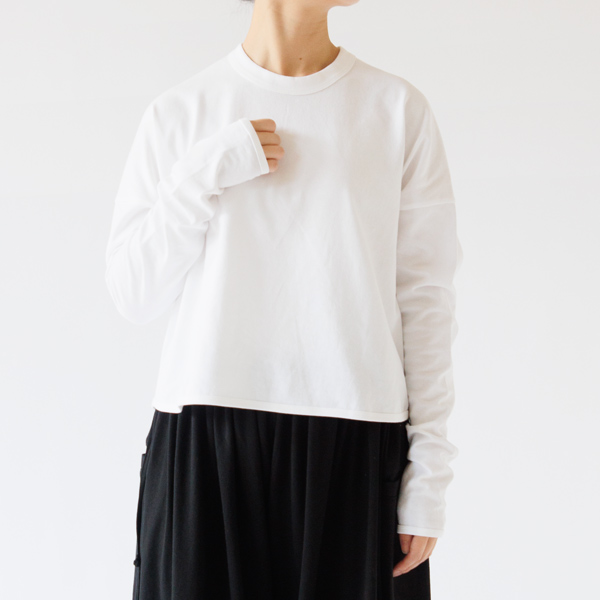 丸襟長袖Tシャツ(White)　身長160cm