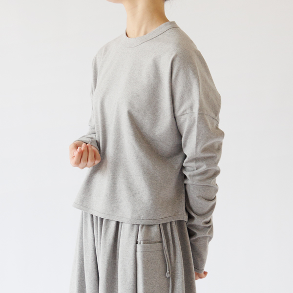 丸襟長袖Tシャツ(TopGray) 身長160cm