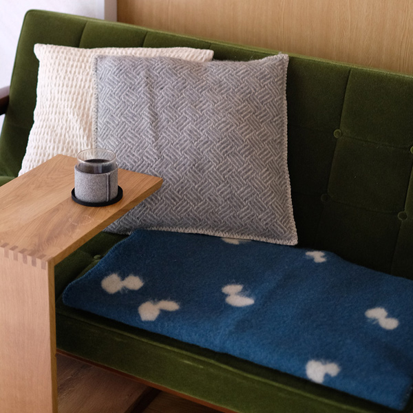 ソファーに置けば暖かく使えます。（ブルーグリーン）