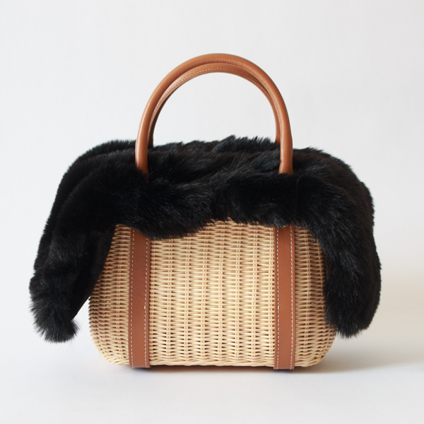 籐ミニトート 別注ステッチに合わせて（BLACK）