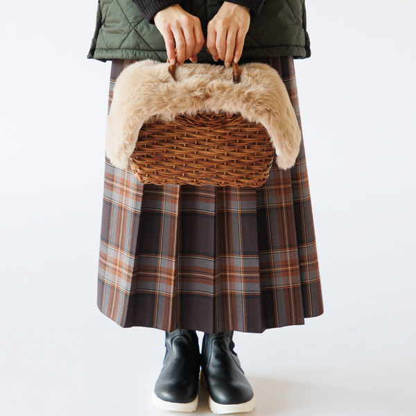 あけびのかご（妻胴張ほら編　リング手）に（CREAM）