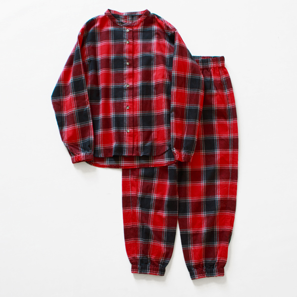 チェックフランネル レディースパジャマ(RED×BLACK)