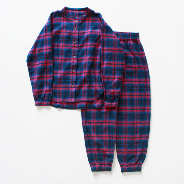 チェックフランネル レディースパジャマ(BLUE×PINK) チェックフランネル レディースパジャマ(BLUE×PINK)