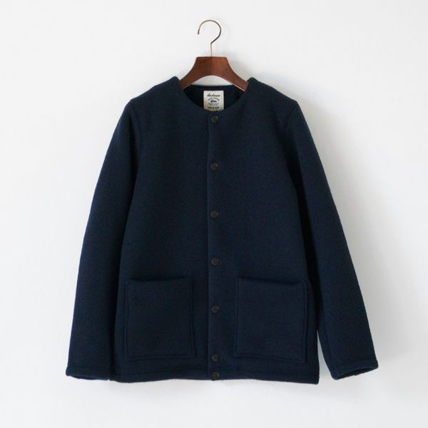 ウールジャケット WOOL COLLARLESS JACKET(Dark Navy)
