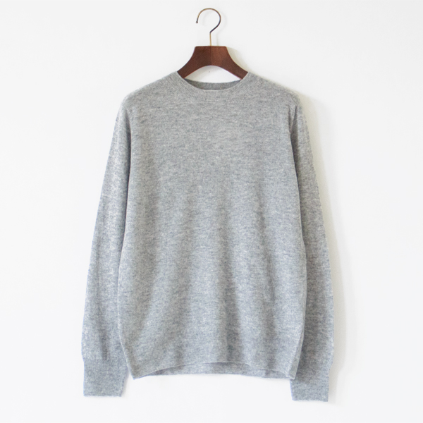 Super Fine Soft Cashmere カシミヤクルーネックセーター (Light Grey) Super Fine Soft Cashmere カシミヤクルーネックセーター (Light Grey)