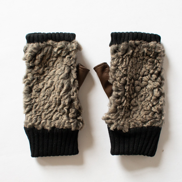 女性用ボア指なし手袋 BROWN 女性用ボア指なし手袋 BROWN