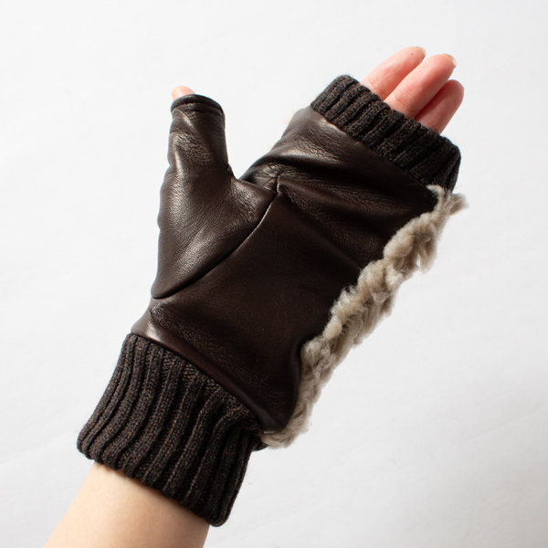 女性用ボア指なし手袋 MOCA 女性用ボア指なし手袋 MOCA