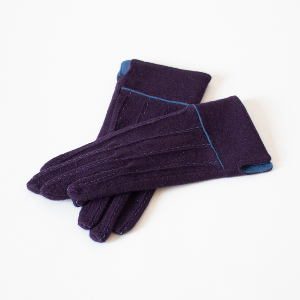 女性用カシミヤ手袋 BRODERIE PURPLE 女性用カシミヤ手袋 BRODERIE PURPLE