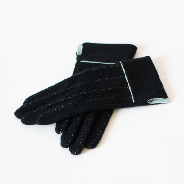 女性用カシミヤ手袋 BRODERIE BLACK