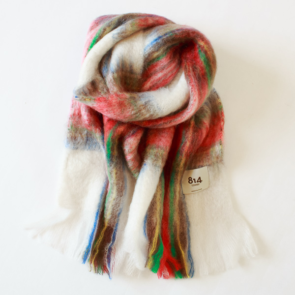 モヘアチェックマフラー（WHITE）