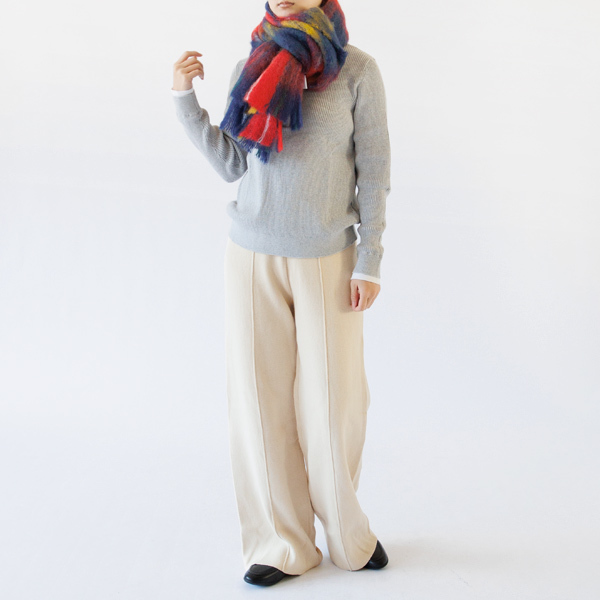 美品 マンタスエスカレイ チェック マフラー チェック グリーン ウール モヘア モヘアチェックマフラー／MANTAS EZCARAY（マンタス エスカライ