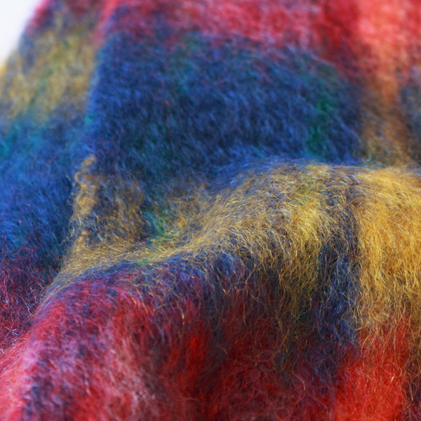 モヘアチェックマフラー（BLUE）