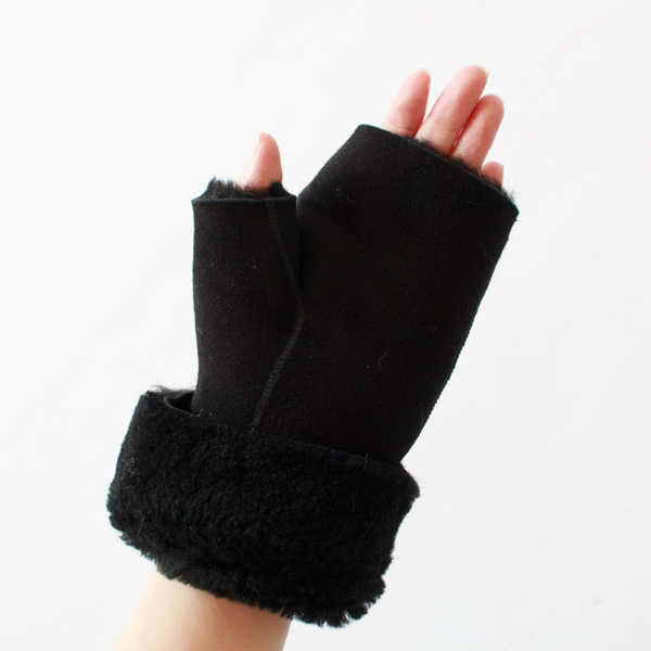 指なしシープスキンミトン TUBE MITTEN(European Curly Merino BLACK)