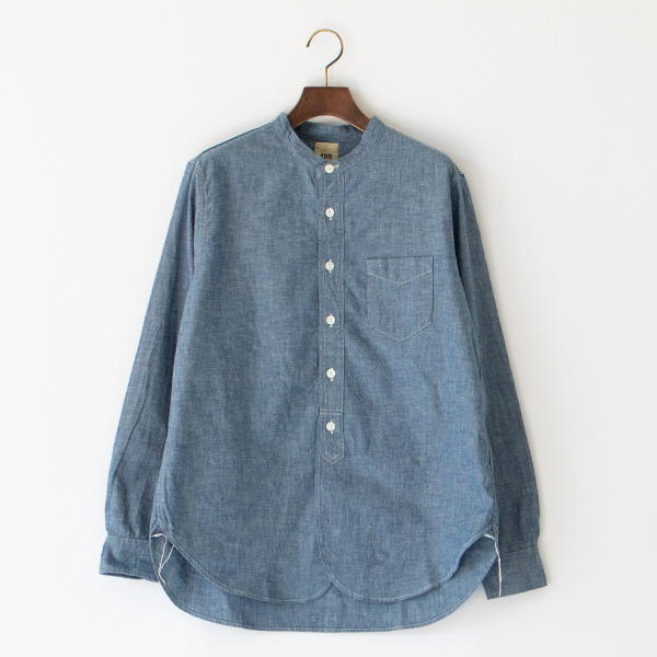 BAND COLLAR SHIRT(BLUE)
