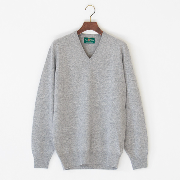 GEELONG LAMBSWOOL Vネック セーター(SILVER)