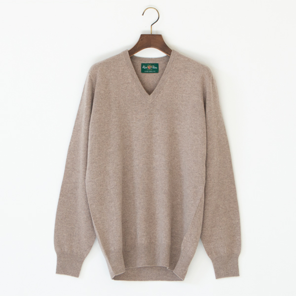 GEELONG LAMBSWOOL Vネック セーター(MUSHROOM)