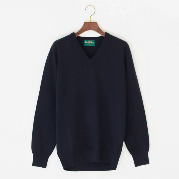 GEELONG LAMBSWOOL Vネック セーター(DK NAVY)
